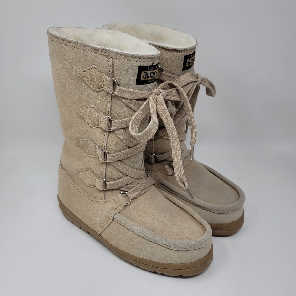 Guide Gear Womens Boots Size 6 M Leather Suede Beige Lace Up Tie